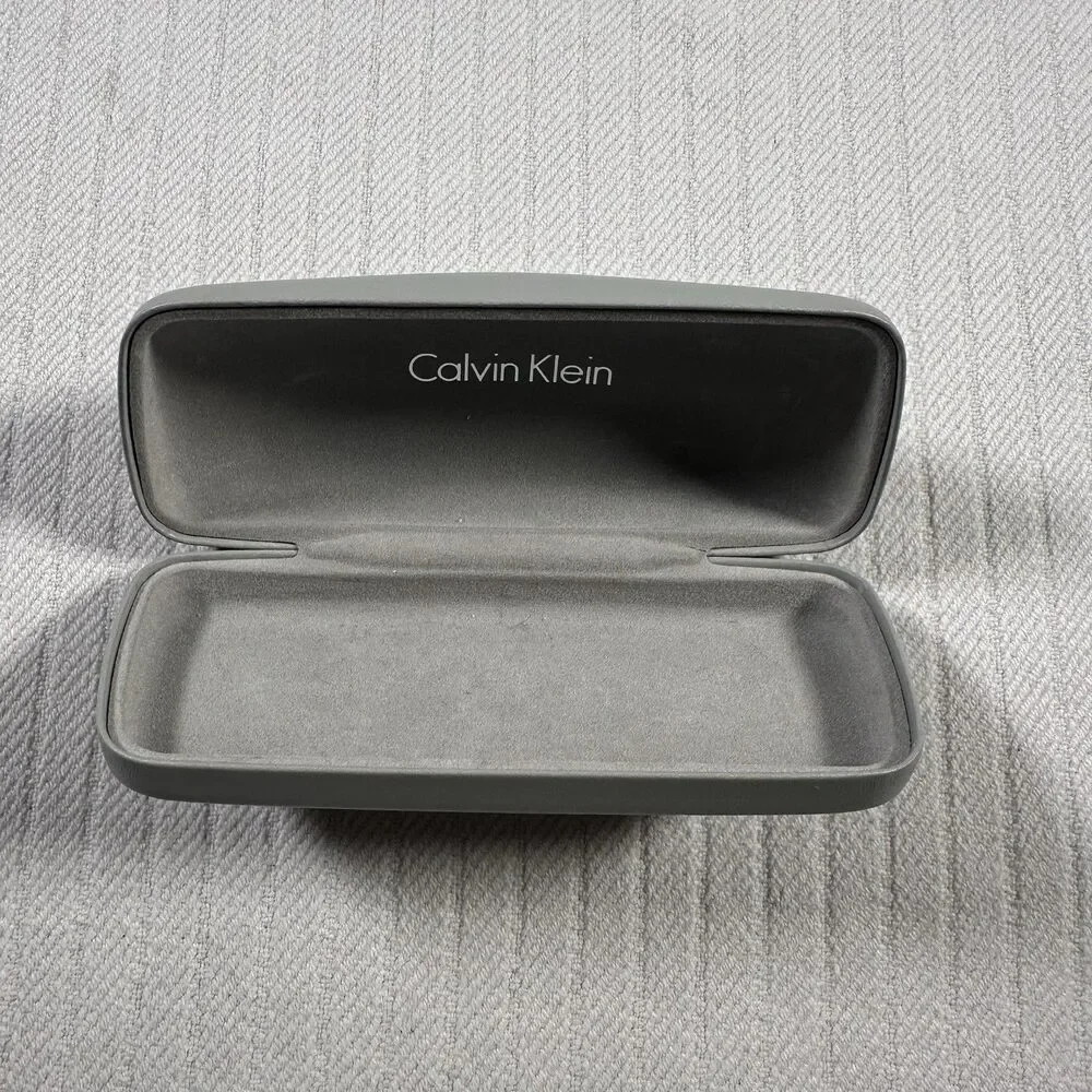 Calvin Klein Eyeglass & Sunglass Hard Case Gray Silver Clam Shell